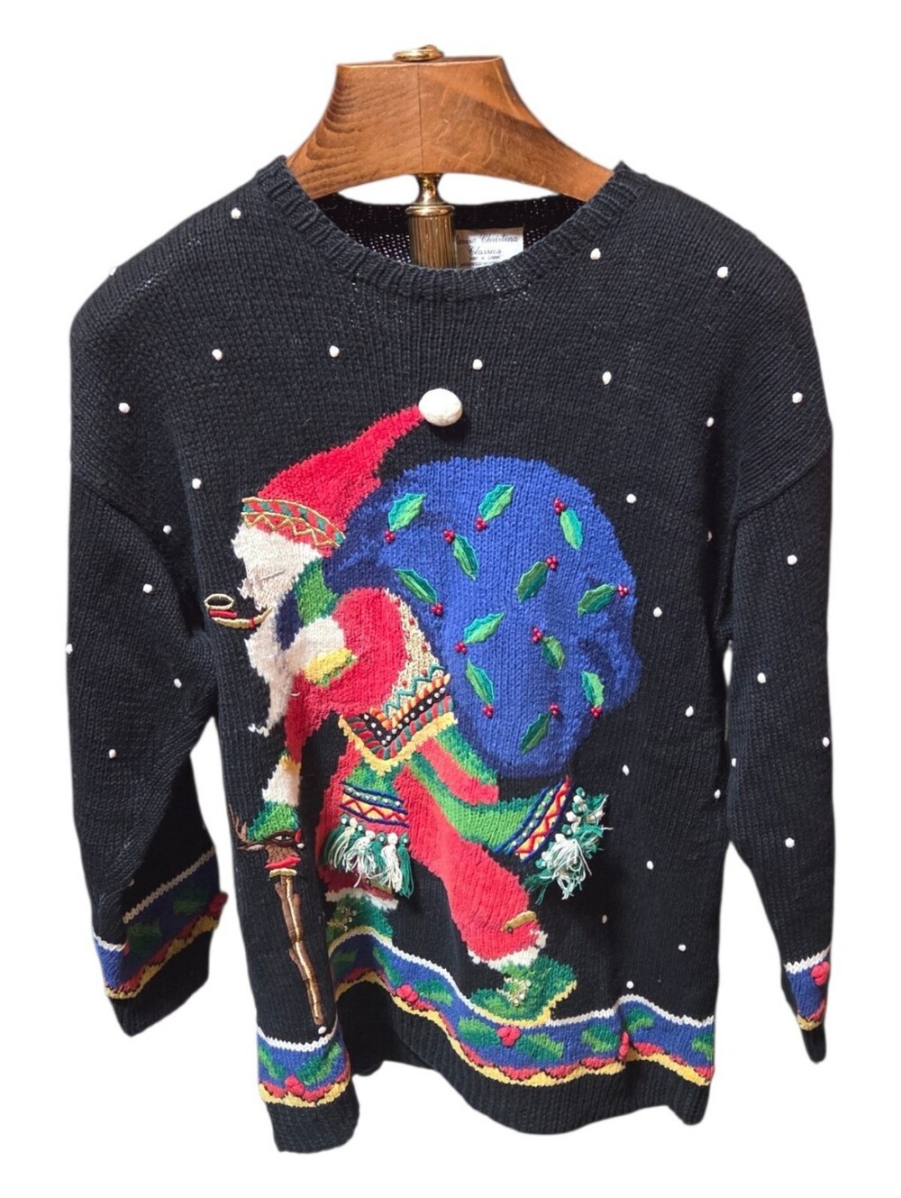 Vintage 90s Marisa Christina Mary Engelbreit Santa Christmas Sweater Size Large